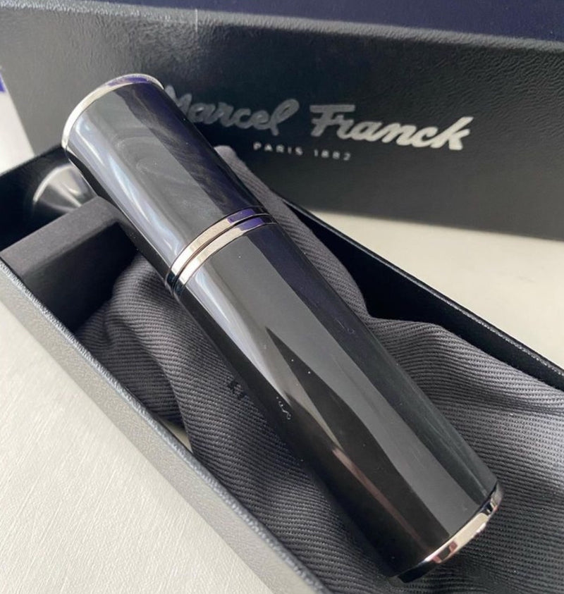 TRAVEL/PURSE PERFUME ATOMIZER: ACRLIC RESIN, BLACK WITH GREY