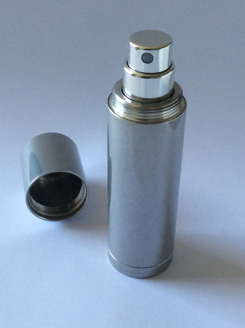 EXCHANGEABLE VIAL TRAVEL/PURSE PERFUME ATOMIZER IN ALUMINUM