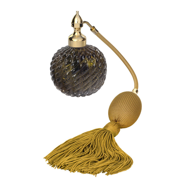 GOLD PLATED FIZZ BALL MOUNT, BLACK MURANO GLASS, INSERTED GOLD LEAF